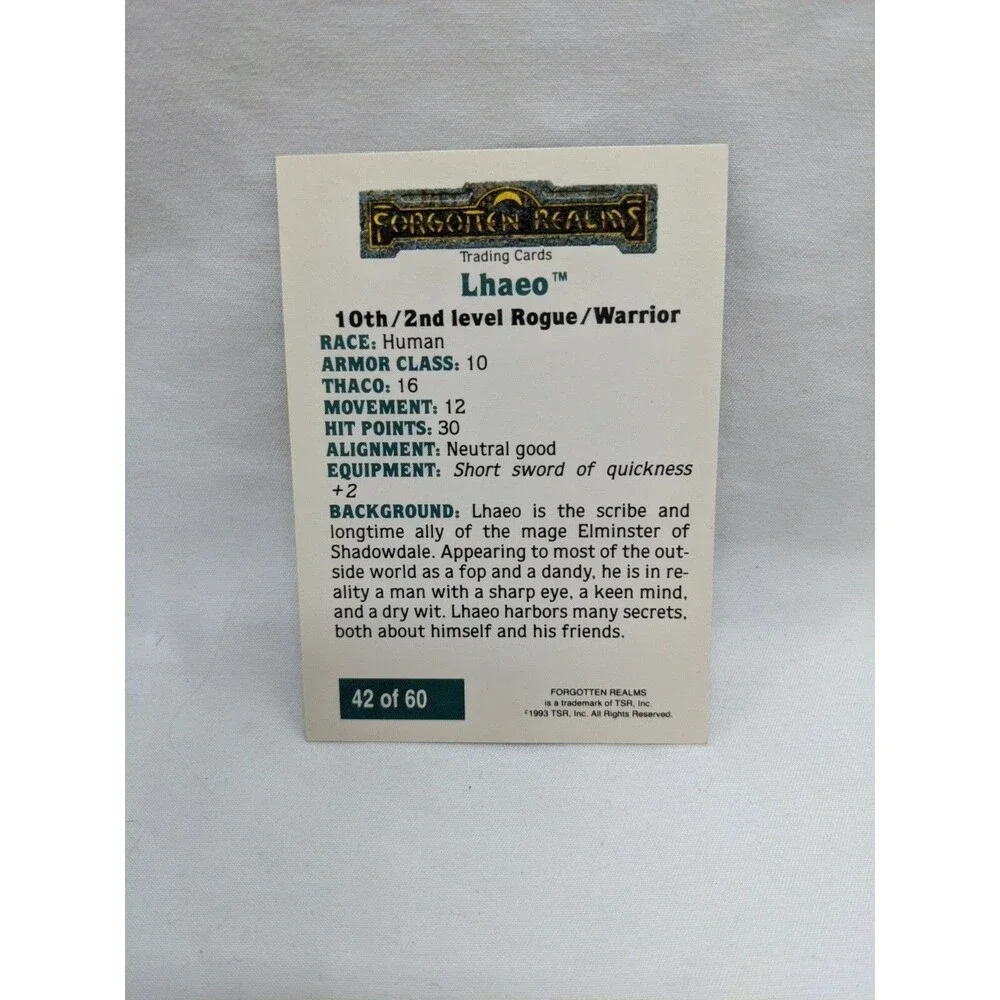 Lot Of (7) TSR 1993 Series Rare Set Forgotten Realms Gold Border Trading Cards